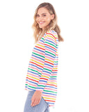 Betty Basic Megan Long Sleeve top - Rainbow Stripe