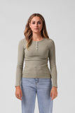 RPM Ribbed LS  Henley Tee - Light Khaki