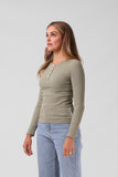 RPM Ribbed LS  Henley Tee - Light Khaki