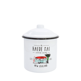 Moana Rd Enamel Canister - Haere Mai - White