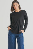 Betty Basic Malika Ribbed Long Sleeve Tee - Black