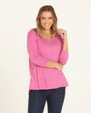 Betty Basics Milan 3/4 Sleeve Top - Winter Pink