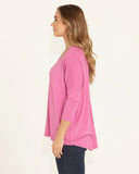 Betty Basics Milan 3/4 Sleeve Top - Winter Pink