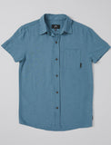 Rusty Overtone Short Sleeve Linen Shirt Boys - Yonder Blue