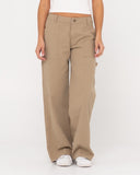 Rusty Billie Low Wide Canvas Carpenter Pant - Khaki