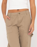 Rusty Billie Low Wide Canvas Carpenter Pant - Khaki