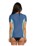 O'Neill Womens Classic Short Sleeve Rashvest - Navy/Aqua