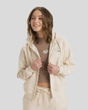 Roxy Perfect Place Zip Brushed Hooded Jumper - Parchment