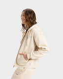 Roxy Perfect Place Zip Brushed Hooded Jumper - Parchment