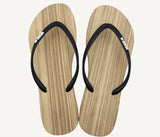 Moana Rd Slim Wooden Look RubberJandals - Black